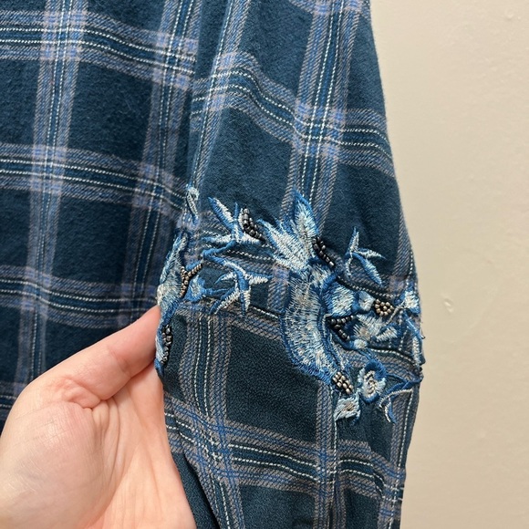 Soft surroundings plaid floral mix blouse tunic Large - Picture 5 of 7